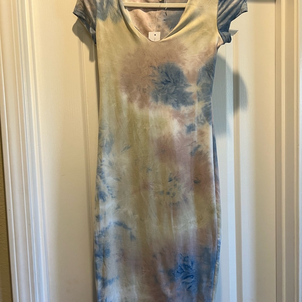 See You Monday Blue and Yellow Tie-Dye Maxi Dress